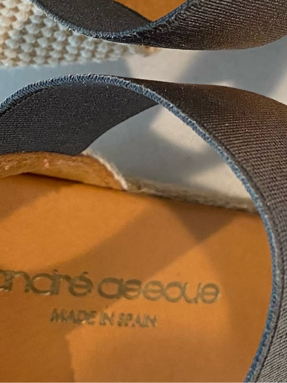 Andre Assous Gray Metallic and Natural Wedge Sandals. Leather Sole. Size 10 - Picture 3 of 6
